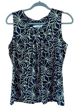 Jones Studio Navy, Black, and White Print Sleeveless Camisole